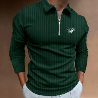 Camisa Polo Hombre Manga Larga Cierre De Cremallera Primavera Otoño Golf Moda Casual Tops Polyester Transpirable Estilo Contraste - details 4