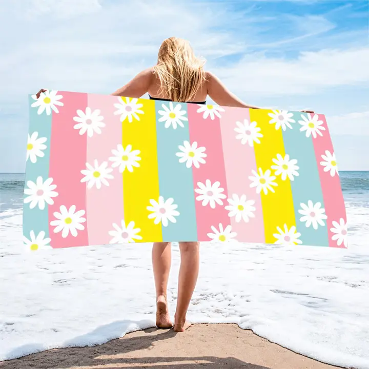 Toalla De Playa De Microfibra Secado Rápido Extra Grande 35x71 Pulgadas Toalla Absorbente Super Para Piscina Viajes Camping - 1