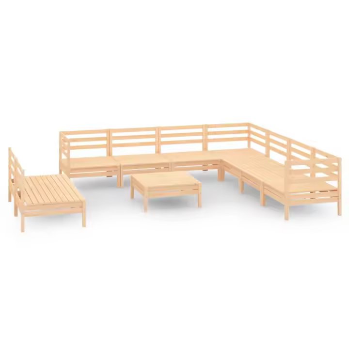 vidaXL Juego de muebles de jardín 10 piezas madera maciza de pino - 1