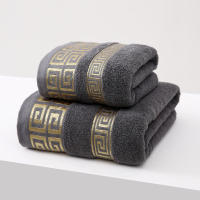 Juego De Toallas De Baño Negras 100% Algodón Bordadas Regalo De Navidad Para Uso En Hogar Y Hotel Toallas Deportivas - details 9