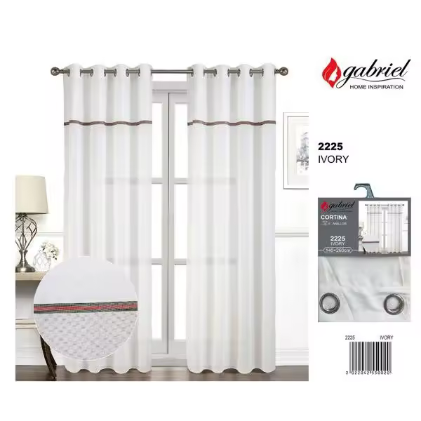 CORTINA SEMIOPACA DE 140x260CM CON 8 ANILLAS - 1