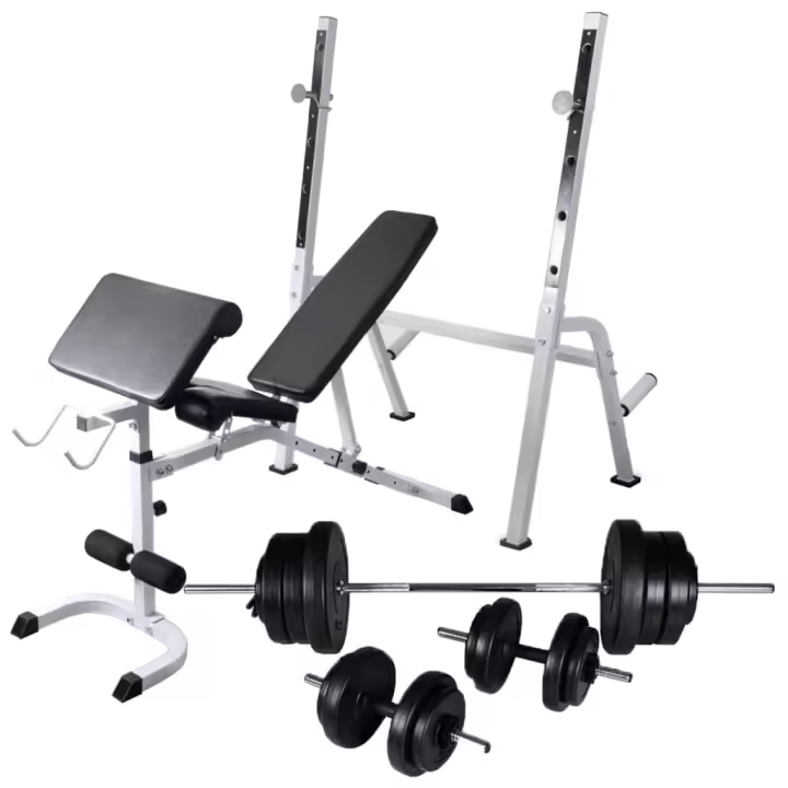 vidaXL Banco Soporte Barras Mancuernas 60,5 kg Musculación Pesas Entrenamiento - 1