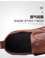 Zapatos Casuales Para Hombre De Cuero De Alta Calidad Mano Lazos Cómodos Transpirables Para Caminar Loafers Slip-on Para Conducir - details 14