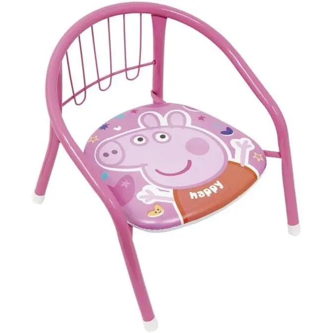 Arditex - Silla metálica infantil con dibujo PEPPA PIG con asiento acolchado y con medidas de 35.50x33.50x30cm apto para interior y exterior - 1