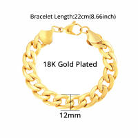 Pulsera De Cadena Cubana Punk Para Hombre 21cm Color Oro Y Plata Acero Inoxidable 12mm Cadena De Mano Joyería De Fiesta Regalo Para Hombres - details 2