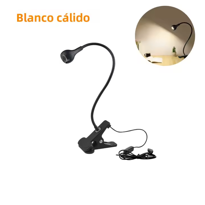 Lámpara De Escritorio Flexible 360° Con Clip USB Luz Nocturna Para Lectura Y Estudio Luz De Mesa Para Libros Material De Aluminio - 1