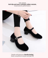 Dynadans-Women Ballet Tango Dance Shoes Indoor Dance Practice, Coral Velvet Upper, Black with 2.5cm Heel - details 3