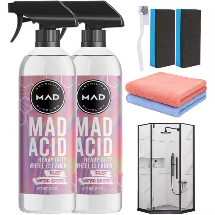 MAD ACID - Limpiador de vidrios ácido (2025), limpiador multiusos, limpiador de vidrios para ducha, quitamanchas de agua Mad Acid, limpiador Mad Acid para baño, coche y muebles (2) - 1