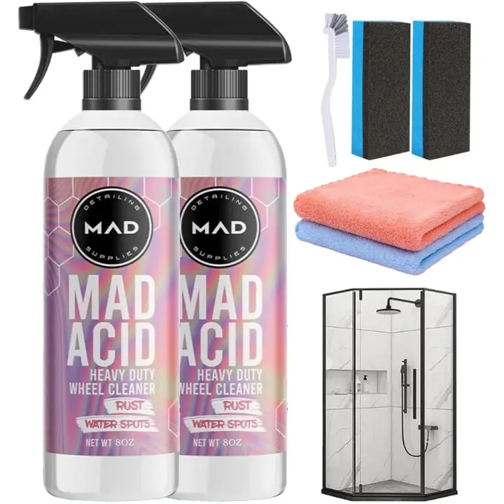 MAD ACID - Limpiador de vidrios ácido (2025), limpiador multiusos, limpiador de vidrios para ducha, quitamanchas de agua Mad Acid, limpiador Mad Acid para baño, coche y muebles (2) - 1