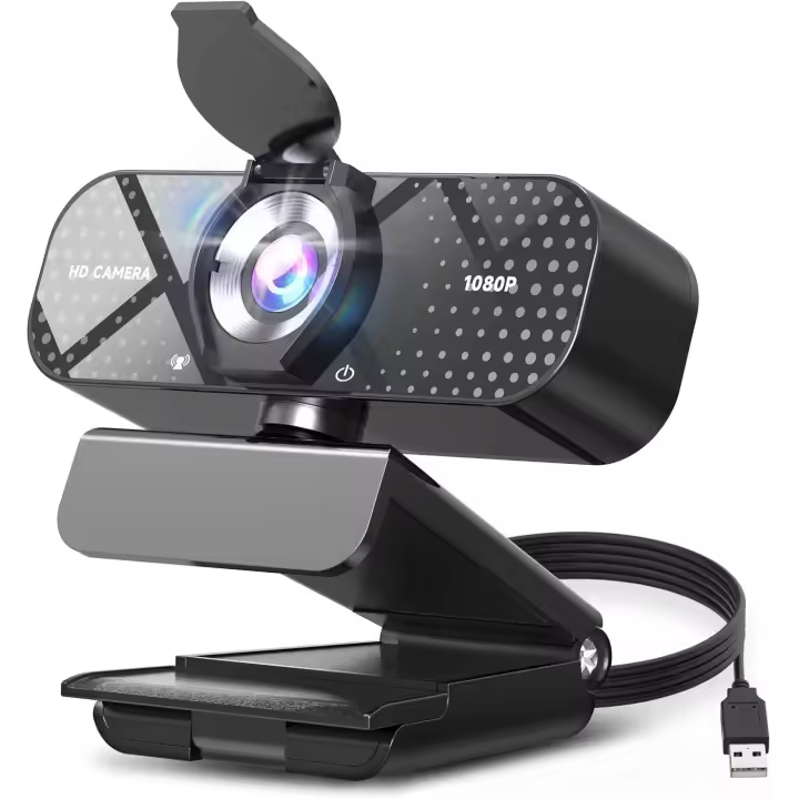 Cámara web USB Full HD 1080p gran angular, micrófono y soporte de trípode para PC con obturador de privacidad para videollamadas - 1