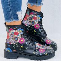 SP Nuevas Botas de trabajo con impresión 3D de tendencia de Calaveras con personalidad de otoño E Invierno, BOTAS Martin, BOTAS Cortas de mujer de talla Grande. - details 3