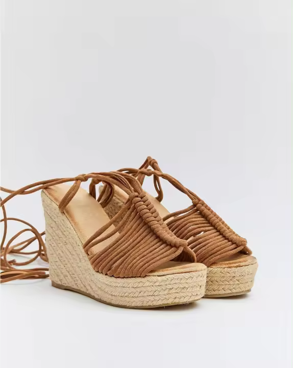 Buonarotti Sandalia Cuña Mujer Tiras Esparto Plataforma Pierna | Cómoda y Elegante - 1