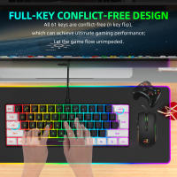 Nuevo Kit De Teclado Y Ratón RGB Gaming Con 61 Teclas Blanco Y Negro Para Oficina Y Juegos Incluye Teclado Y Ratón Con Iluminación Combos De Teclado Y Ratón Para Gamer De PUBG - details 0