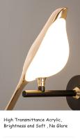 Lámpara De Pared LED Nórdica Con Pájaro Dorado Rotatable Para Sala De Estar Barra Lámpara De Noche Para Cama Moderna Instalación En Pared Material De Hierro Y Aluminio Fuente De Luz LED - details 0
