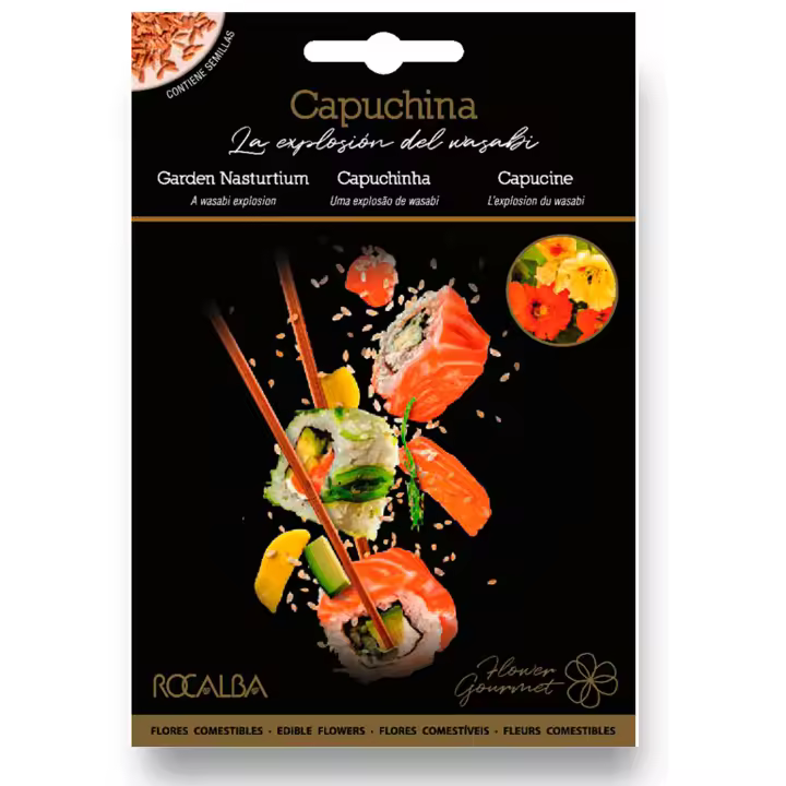 Semillas Flores Capuchina- Sobre 10 GR (Sobre Grande) - Semillas Profesionales Gourmet con flores comestibles - Rocalba Semillas - 1