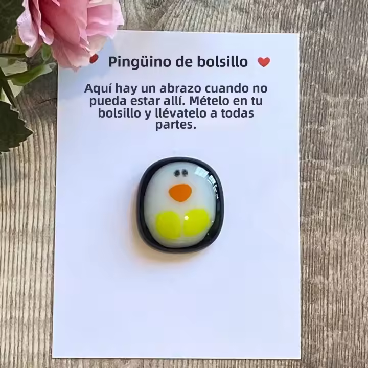 Adorno Navideño De Pingüino De Bolsillo Lindo Regalo Con Tarjeta De Mensaje Pequeño Decoración Para Fiestas Y Distancia Social - 1