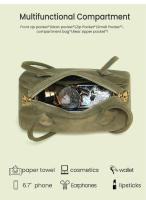 Bolso De Hombro Para Mujer De Cuero Sintético Grande Capacidad De Almacenamiento Estilo Lujo En Verde Con Bandeja Larga - details 12