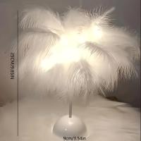 Lámpara De Mesa LED Con Diseño De Plumas Para Niños - Portátil Y Ideal Para Decoración De Dormitorio Tamaño 1PC Fuente De Alimentación Batería - details 2