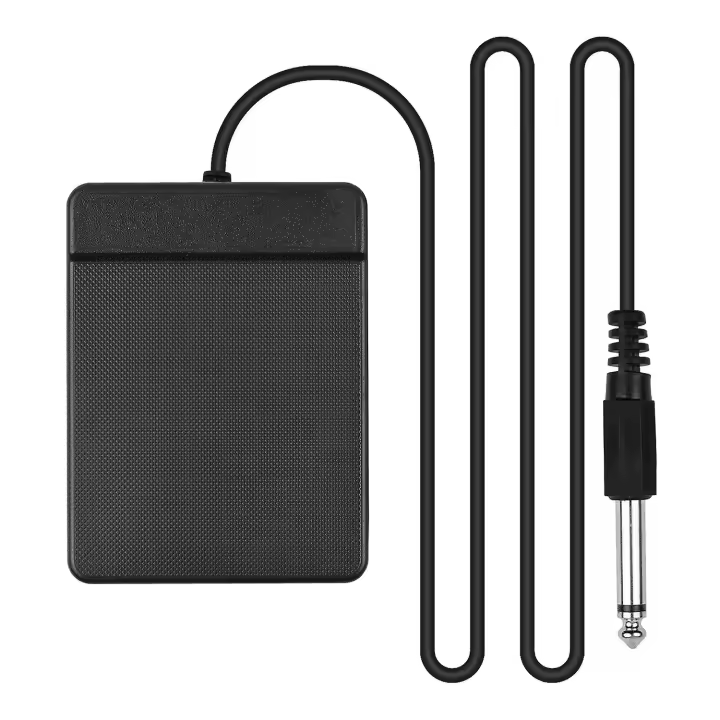 Pedal de sustain compacto de interfaz de 6,35 mm, universal, sencillo, para instrumentos musicales, portátil, con rollo - 1