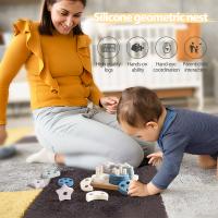 Juguetes Educativos De Silicona Para Bebés Formas Geométricas De Madera Estrella Del Cielo Juego De Bloques De Pila Creativo Montessori - details 0