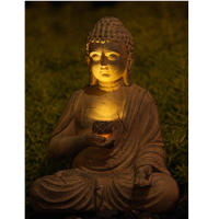 Estatua Budista Solar De Resina Decoración Jardín Zen Estilo Japonés Luz Solar Exterior Patio Porche Jardín Hogar Meditación Budista - details 1
