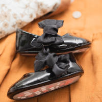 Zapatos De Niña Bebé En PU Cuero Liso Con Nudo Y Suela Antideslizante Ligera Para Primera Caminata Vestido De Princesa Para Boda - details 14