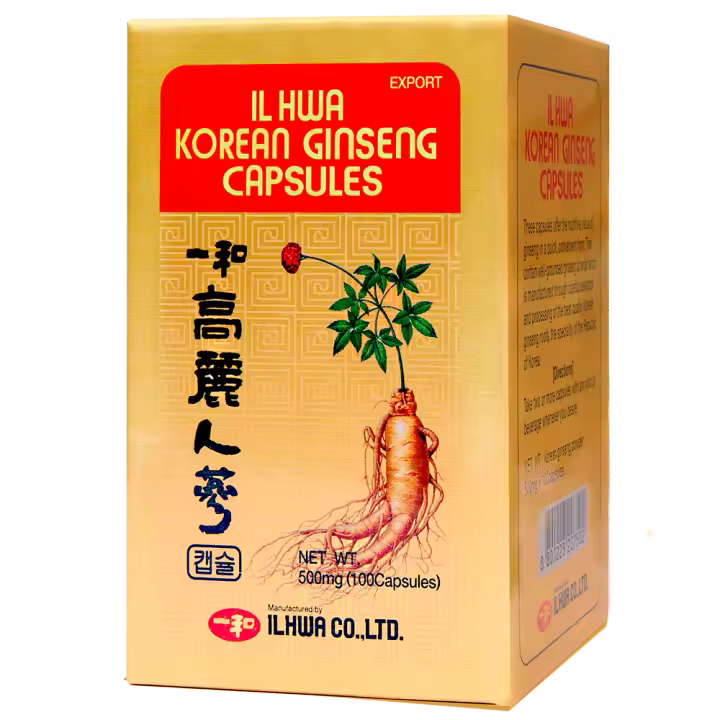 Ginseng Coreano Puro, Calidad Ilhwa, 500 mg, 100 cápsulas  Panax Ginseng 100% Sin aditivos  Energía Física y Mental  Raíces Maduras de Cultivo Propio y Extracción Exclusiva  de TONGIL - 1