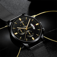 Reloj De Pulsera De Cuarzo Para Hombre Estilo De Negocios Y Casual Material De Acero Inoxidable Azul Con Correa De Malla Reloj Analogico Con Calendario - details 2