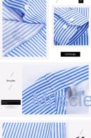 Camisa De Punto Para Hombre Azul Claro Con Rayas Cuello En V Manga Larga Ajustada Estilo Coreano No Hierro Casual Negocios - details 5