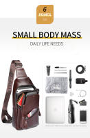 BULLCAPTAIN Bolsa De Pecho Para Hombre 2023 Cuero Genuino Gran Capacidad Casual Estilo Clásico Con Cierre De Cremallera Y Hebilla - details 6