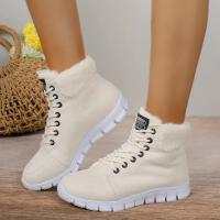 Botas Cortas De Piel De Gato Para Mujer Invierno Con Cordones Cruzados Y Punta Redonda Comodidad Y Calor Modernas Cuña Mediana - details 7