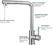 Grifo mezclador para fregadero de cocina con rociador extraíble, con 2 modos de agua corriente y rociado, agua caliente y fría - details 4