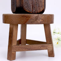 Banco Bajo De Madera Redondo Pequeño Soporte De Flor Taburete De Té Para Jardín Adorno De Piso Estilo Paisajista Sólido Sin Plegar - details 1