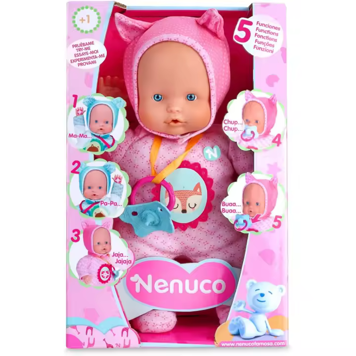Nenuco - Muñeco Blandito 5 Funciones Color Rosa (Famosa 700012664) - 1