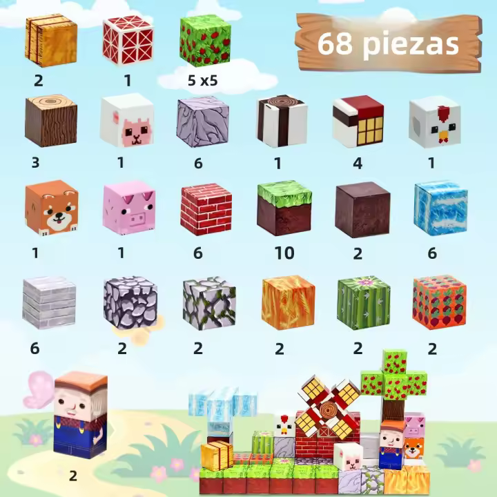 Juego De Bloques Magnéticos Para Niños Y Niñas Set De Cubos Sensoriales STEM Montessori Posibilidades Infinitas De Construcción Regalo Para Bebés - 1