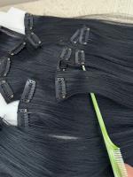 Synthetic Wig 6Pcs 16 Clips Extensiones De Cabello Synthético 24 Pulgadas Onzas Doble Sujeta Negra Oscura Para Mujeres Uso Diario Y Fiestas Textura Wavy Curly - details 3