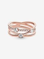 Pandora - Anillo de Triple Bright Band-Baño de Oro Rosa de 14 K - details 1