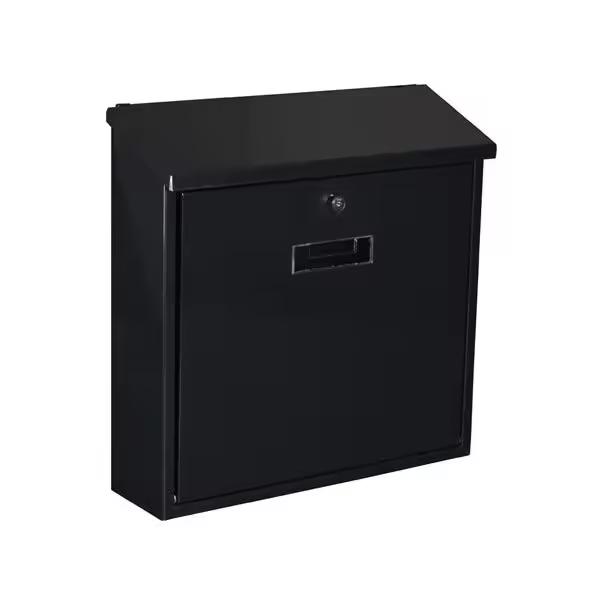 Perel Buzón de Monaco, Montaje en la Pared, con Soporte de Nombre, 2 Teclas, Dimensiones (h x w x d) 36.8 x 36.5 x 10 cm, Negro - 1