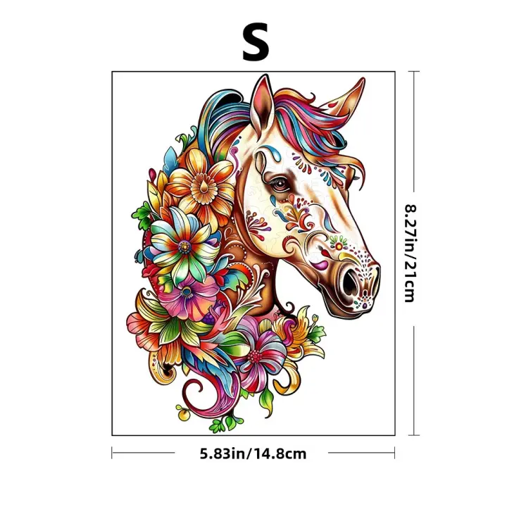 Rompecabezas De Madera Con Forma De Caballos Coloridos Juego De Puzzle Dificil Regalos Para Cumpleaños Para Niños Y Adultos - 1