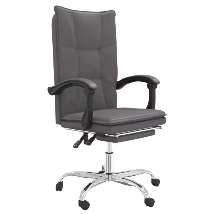 Silla de oficina reclinable cuero sintético gris - 1