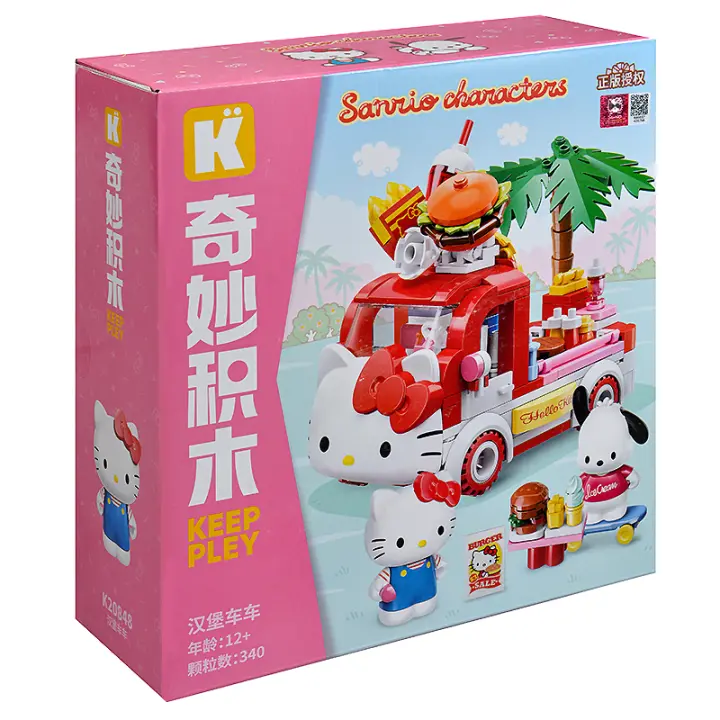 Figura De Anime Sanrio Hello Kitty Bloque De Construcción Artesanal Juguete De Rompecabezas Para Niños Adorno Decorativo Muñeca De Dibujos Animados Modelo De Coche De Comida - 1
