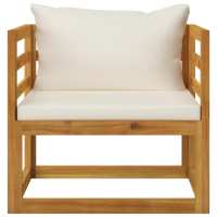 vidaXL Silla de jardín y cojines madera maciza de acacia Gris oscuro, Crema, Conjunto Terraza Muebles Jardín Exterior Juego de Muebles de jardín Mueble Jardín Exterior Muebles de Salon Exterior - details 0