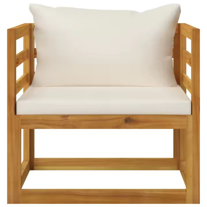 vidaXL Silla de jardín y cojines madera maciza de acacia Gris oscuro, Crema, Conjunto Terraza Muebles Jardín Exterior Juego de Muebles de jardín Mueble Jardín Exterior Muebles de Salon Exterior - 1