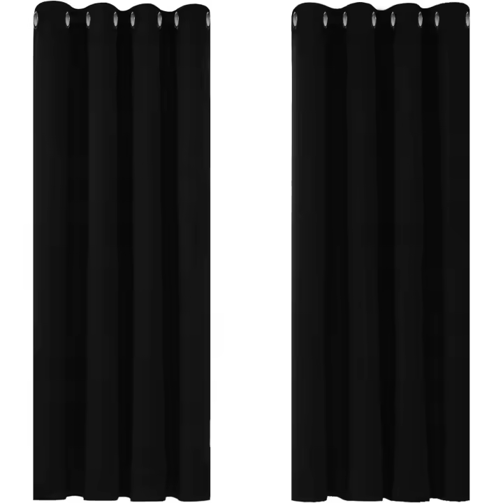 Cortinas opacas para dormitorio, súper suaves, con aislamiento térmico, cortinas opacas con ojales para sala de estar, 46 x 54 pulgadas, color negro, 2 paneles - 1