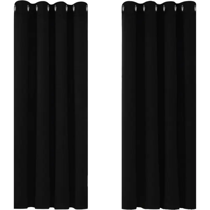 Cortinas opacas para dormitorio, Super suave, Con aislamiento©Rmico, Cortinas opacas with ojales para Sala de estar, 46x54 pulgadas, color Negro, 2 paneles - 1