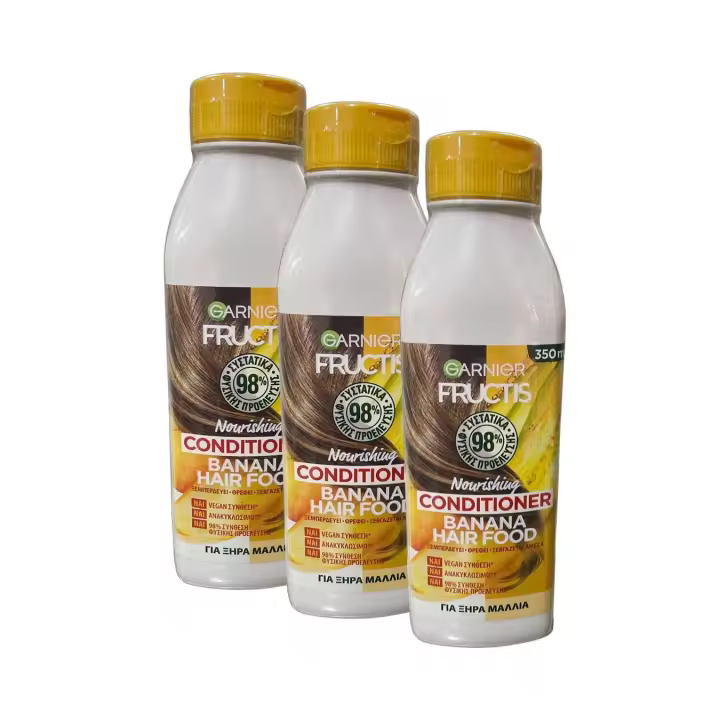 Pack 3 Unidades Garnier Acondicionador FRUCTIS HAIR FOOD BANANA Ultra Nutritivo 350 ml x 3 - 1