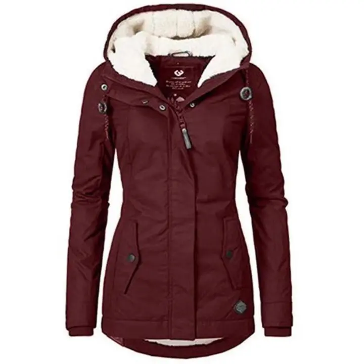 Gruese con revestimiento polar para Mujer Abrigo de Invierno with capucha, Abrigo de Algodón - 1