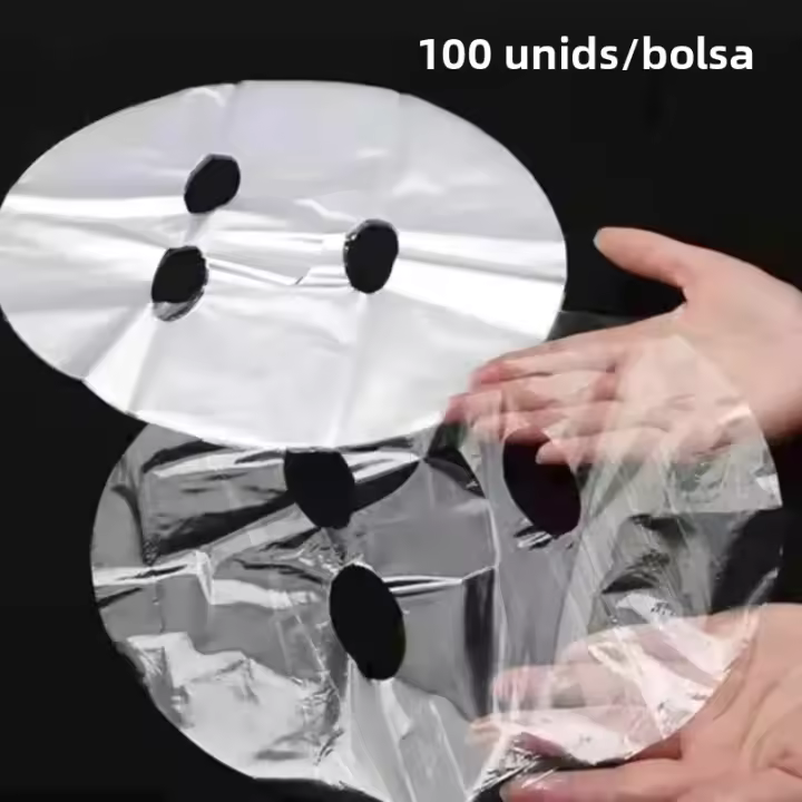 Mascarilla Facial De Plástico PE Para Limpieza Y Belleza 100/200/300PCS Mascarilla Completa Desechable Con Pegatinas De Cuello Para Tratamiento De Piel Herramienta De Cuidado De La Piel - 1