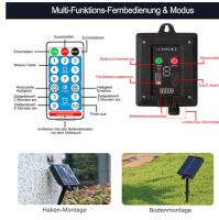 Guirnaldas Luces Exterior Solar 20M 200LEDs Cadena de Luz Solar con mando a distancia, 8 Modos, Temporizador, con Alimentación USB, Iluminación para Jardín Navidad Terraza Patio Fiestas, Blanco Cálido - details 2
