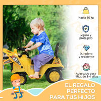 HOMCOM Tractor sin Pedales para Niños de +3 Años Excavadora Correpasillos con Pala Móvil Asiento de Almacenamiento Oculto y Bocina Carga 30 kg 83x27x39 cm Amarillo - details 6
